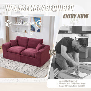 English Elm UNITED Cloud Couch Modular Sectional Sofa with Corduroy Cover, Ergonomic 2-Seater, No Assembly Needed WINE RED W1568P371121