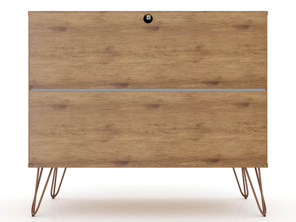 English Elm Rockefeller 35" Dresser with 3 Smooth-Glide Drawers, Metal Splayed Legs, TV-Ready Storage, Anti-Tip Grey B365P398134