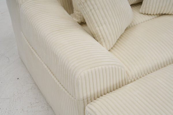 English Elm Oversized corduroy chaise lounge with ottoman, plush boneless sofa, ergonomic pillows for relaxing comfort Beige W1901P278402