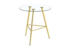 English Elm 36 Inch Round Glass Top Bar Table Chrome Tripod Base Modern Bistro Pub Style W3493P452050