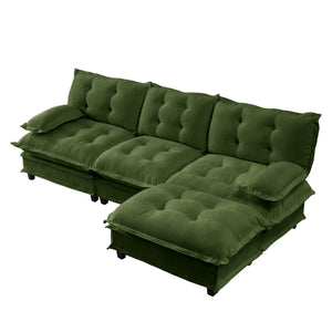 English Elm 107" Modular Cloud Sectional Chenille Deep Seat Couch with Lattice Cushions for Apartments Green W714S01729