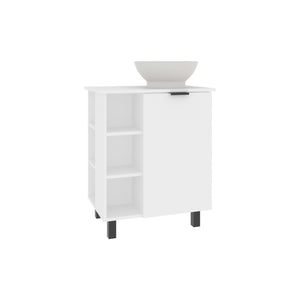 English Elm Allegra Floating Vessel Sink Vanity Wall-Mount in White with Double Doors, Open Shelf Storage Elegance B070P337050
