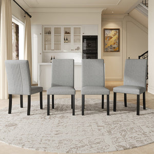 English Elm Modern Tufted Dining Chairs Set of 4 Linen Upholstered with Rubberwood Legs Gray N752P245708E
