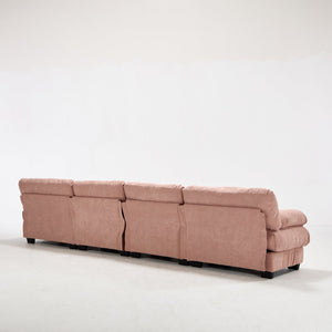 English Elm Modular Cloud Sectional Sofa Flannelette Upholstered Deep Seat with Plush Round Armrests Pink W2120S00044