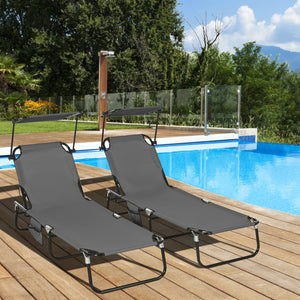 English Elm Outsunny Reclining Outdoor Chaise Lounge Set with Canopy and Steel Frame for Patio W2225P200946
