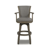 English Elm Williams 31In Swivel Bar Stool With Armrests, Heathered Grey Linen