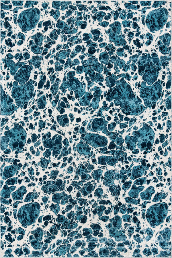 Unique Loom Oasis Breeze Machine Made Abstract Rug Blue, Navy Blue/Ivory 7' 0" x 10' 0"