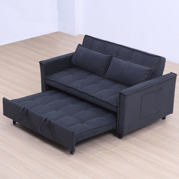 English Elm 54.30" Convertible Sofa Bed with Solid Wood Frame, 500lb Capacity, Fabric Upholstery, Beige-Dark Gray Options W1658P292360