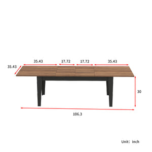 English Elm Dining Table Extendable Woodgrain Melamine Top Seats up to Ten Open Plan Kitchen Walnut+Black W331S00206