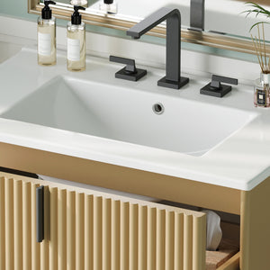 English Elm Christopher Knight Home® - 30" Bathroom Vanity With Elegant Ceramic Sink, Soft-Close Drawers & Fluted Design For Modern Spaces N817P288931N