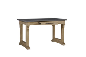 English Elm Cement Cashew Kitchen Island with Durable Cement Top, Hickory Veneer Finish, Drawer & Carved Base B2699P383328
