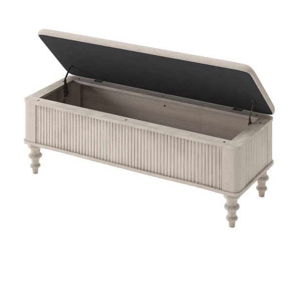 English Elm 50.8-inch Linen Upholstered Storage Bench Rubberwood Frame Lift Top Entryway Bedroom Seat Beige W5819P481610
