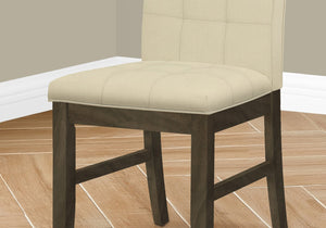 English Elm Dining Chair Set of 2 Slat-Back Upholstered Side Chairs with Solid Wood Legs, Faux Leather Comfort Cream 39 L x 15 W x 19 H B2710P218886