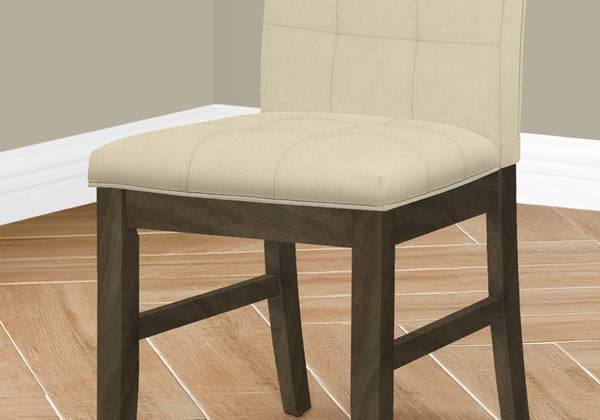 English Elm Dining Chair Set of 2 Slat-Back Upholstered Side Chairs with Solid Wood Legs, Faux Leather Comfort Cream 39 L x 15 W x 19 H B2710P218886