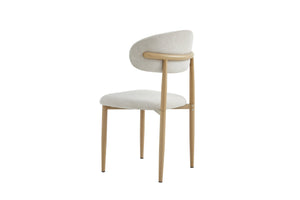 English Elm Dining Chairs Set of Two with Linen Cushions and Iron Legs for Farmhouse Kitchens Beige,Natural Wood W3590P457154