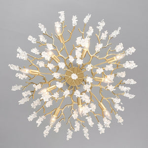 English Elm 10-light Gold Rectangular Chandelier Seeded Glass Globe Fixture for Dining Room W5008P466528