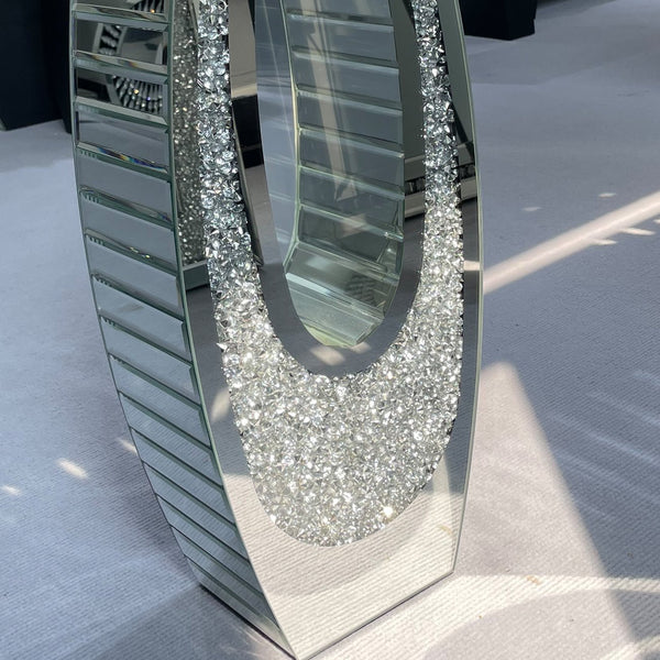 English Elm 24.01"u-shaped Mosaic Mirror Floor Vase Crushed Acrylic Faceted Glass Glam Entryway Accent W3836P379820