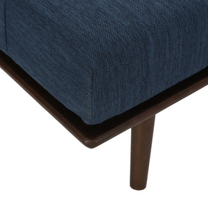 English Elm CHAISE Mid-Century Button-Tufted Waffle Stitch Lounge with Bolster Pillow and Rubberwood Frame Elegance Navy Blue 70.75 L x 31.75 W x 9.5 H W2297P190132