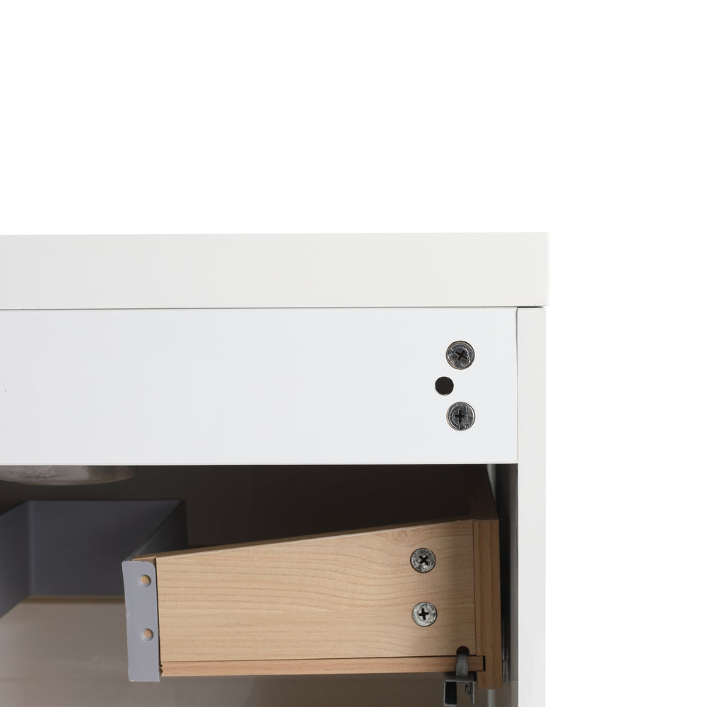 English Elm 24" Freestanding Bathroom Cabinet - Modern Glossy White Vanity With Soft-Close Drawers & Storage W999P312109