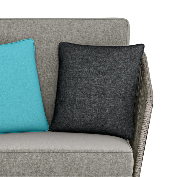 English Elm Carmel Handcrafted Outdoor Conversation Chair in Sand Drift Fabric with Acacia Wood Base & Rope Accents B136P159361