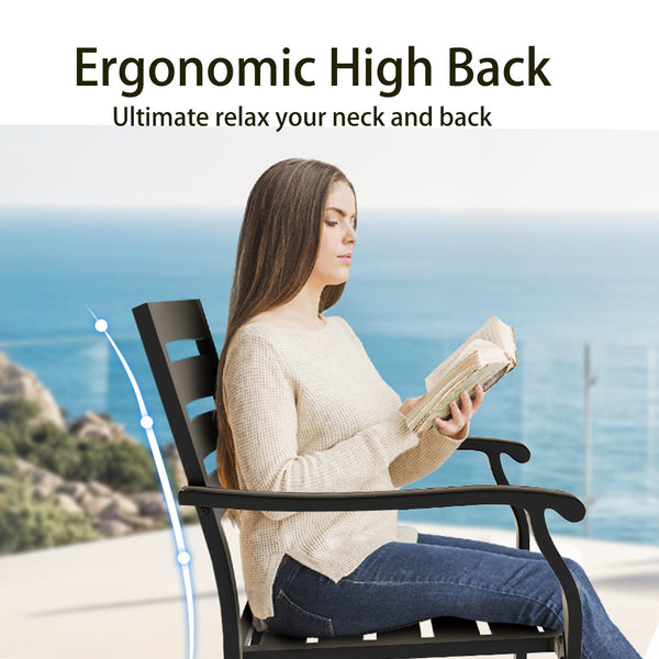 English Elm VRSHWO Iron Terrace Dining Chairs Set of 2 – All-Weather Bistro Metal Patio Seats, Rust-Resistant Design Black W213P335871