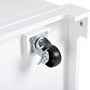 English Elm K&K Fluted Kitchen Island Cart with Tilt-Out Trash, Charging Station, Hidden Wheels & Ample Storage White N707P221571W