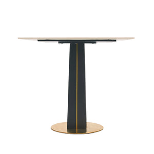 English Elm Modern Square Negotiation Table - Elegant White Sintered Stone Top With Black Legs & Gold Base W1535S00589