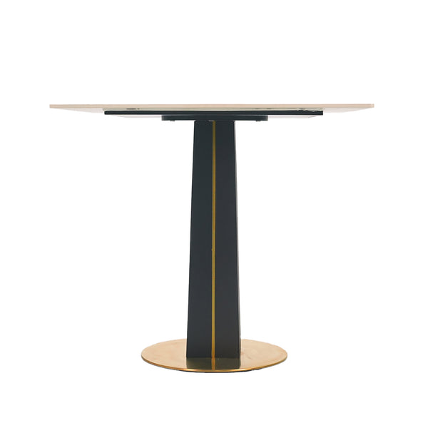 English Elm Modern Square Negotiation Table - Elegant White Sintered Stone Top With Black Legs & Gold Base W1535S00589