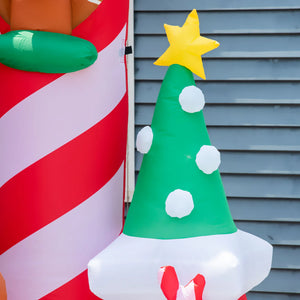 English Elm 10ft Inflatable Candy Castle with Led Lights Santa Penguin Holiday Yard Display T3971P404185