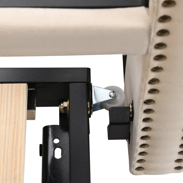 English Elm Twin Upholstered Daybed with Pop-Up Trundle, Space-Saving Guest Bed with Slats, Hydraulic Wheels, 81.9" L Beige SF000133AAA