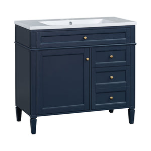 English Elm 36'' Modern Bathroom Vanity Set With Sink, Mirror & 6 Open Shelves - Stylish Storage Solution! N710S236006C