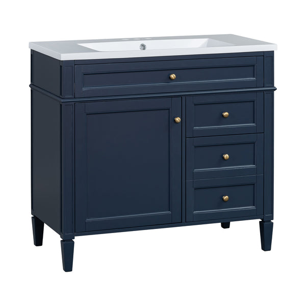 English Elm 36'' Modern Bathroom Vanity Set With Sink, Mirror & 6 Open Shelves - Stylish Storage Solution! N710S236006C
