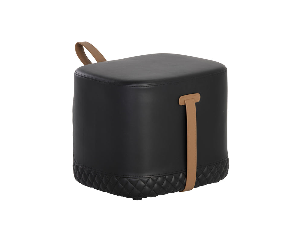 Sunpan Axio Ottoman - Stylish Square Faux Leather Design with Diamond Tufting for Modern Interiors Napa Black / Napa Cognac