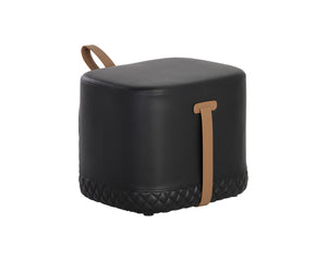 Sunpan Axio Ottoman - Stylish Square Faux Leather Design with Diamond Tufting for Modern Interiors Napa Black / Napa Cognac