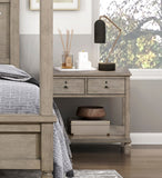 English Elm Gray Oak Finish Classic Transitional Bedroom Furniture 1 Piece Nightstand Of 2 Drawers Open Bottom Shelf Wooden Furniture Bedside Table