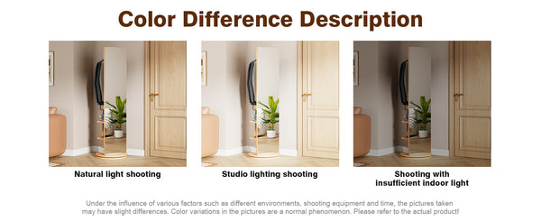English Elm 360° Rotating Full Length Mirror Solid Wood Coat Hook Rack Freestanding Bedroom Entryway W2987P438049