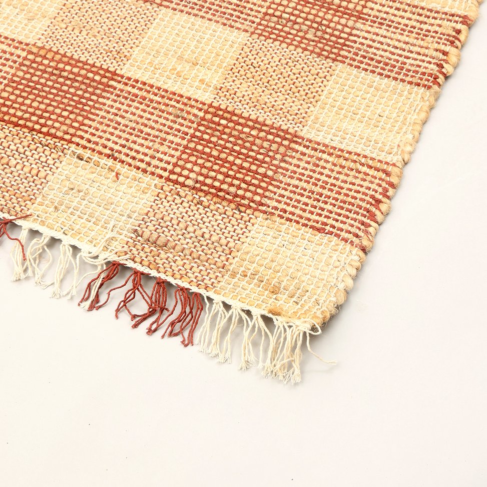 English Elm Area Rug, Handwoven Jute & Cotton, Durable Dark Brown Plaid, Eco-Friendly, 8X10 Ft For Any Room B346P321268