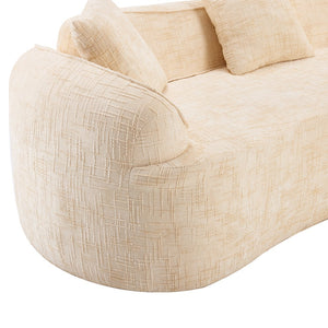 English Elm Beige Curved Compressed Sofa — Nordic Minimalist Foam & Spring Design, Soft Upholstery, Easy Setup W3612S00012