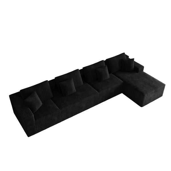 English Elm 153.5*68.9"modular Six Piece Corduroy Sectional Sofa with Reversible Chaise Living Room W3819S00151