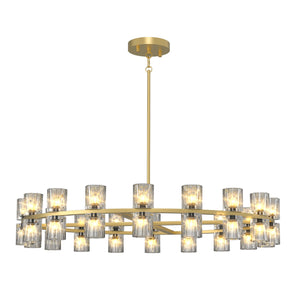 English Elm Modern 36" Gold K9 Crystal Chandelier, 108W Warm G4 LED Ceiling Light for Dining Room Foyer W1340P310781