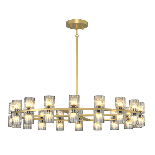 English Elm Modern 36" Gold K9 Crystal Chandelier, 108W Warm G4 LED Ceiling Light for Dining Room Foyer W1340P310781