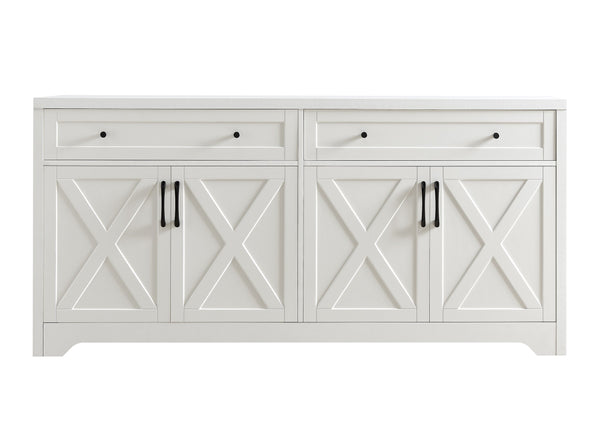 English Elm 61 modern TV cabinet with tempered glass accents, multifunctional storage console for living room White W1162P205096