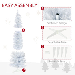 English Elm Homcom 7' Snow Flocked Pencil Christmas Tree - Slim, Realistic Indoor Holiday Decor For Small Spaces W2225P217080