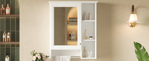 English Elm 3-in-1 Matte Medicine Cabinet Wall Mounted Mirror with Towel Bar and Storage Shelf White N710P401340K