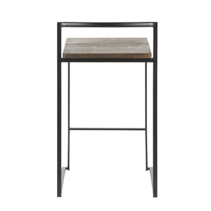 English Elm Stackable Counter Stools Bamboo Seat Matte Black Steel Frame Kitchen Island Set of 2 B202P471210