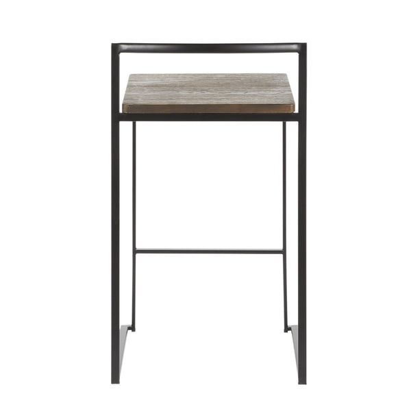 English Elm Stackable Counter Stools Bamboo Seat Matte Black Steel Frame Kitchen Island Set of 2 B202P471210