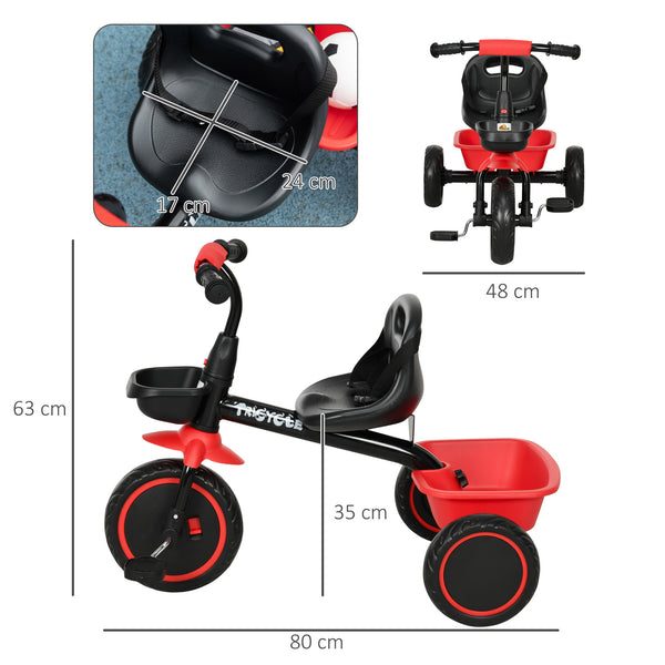 English Elm Qaba Toddler Steel Frame Tricycle with Bell Eva Wheels Ergonomic Seat Indoor Outdoor W2225P217781