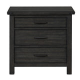 Farmhouse Rustic Gray Nightstand, 3 Drawers, Felt-Lined Top, Functional Storage - 30.12