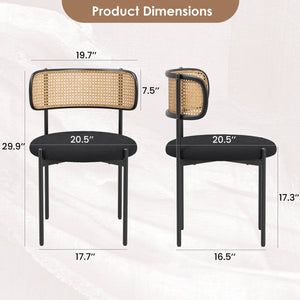 English Elm Modern Upholstered Dining Chairs Set Of 2 - Stylish Rattan Back Accent Seating For Any Space T3623P371955