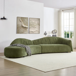 English Elm 145.67'' Stylish Mid-Century Green Sofa With Left-Facing Chaise For Living Room, Bedroom & Office W876S00324